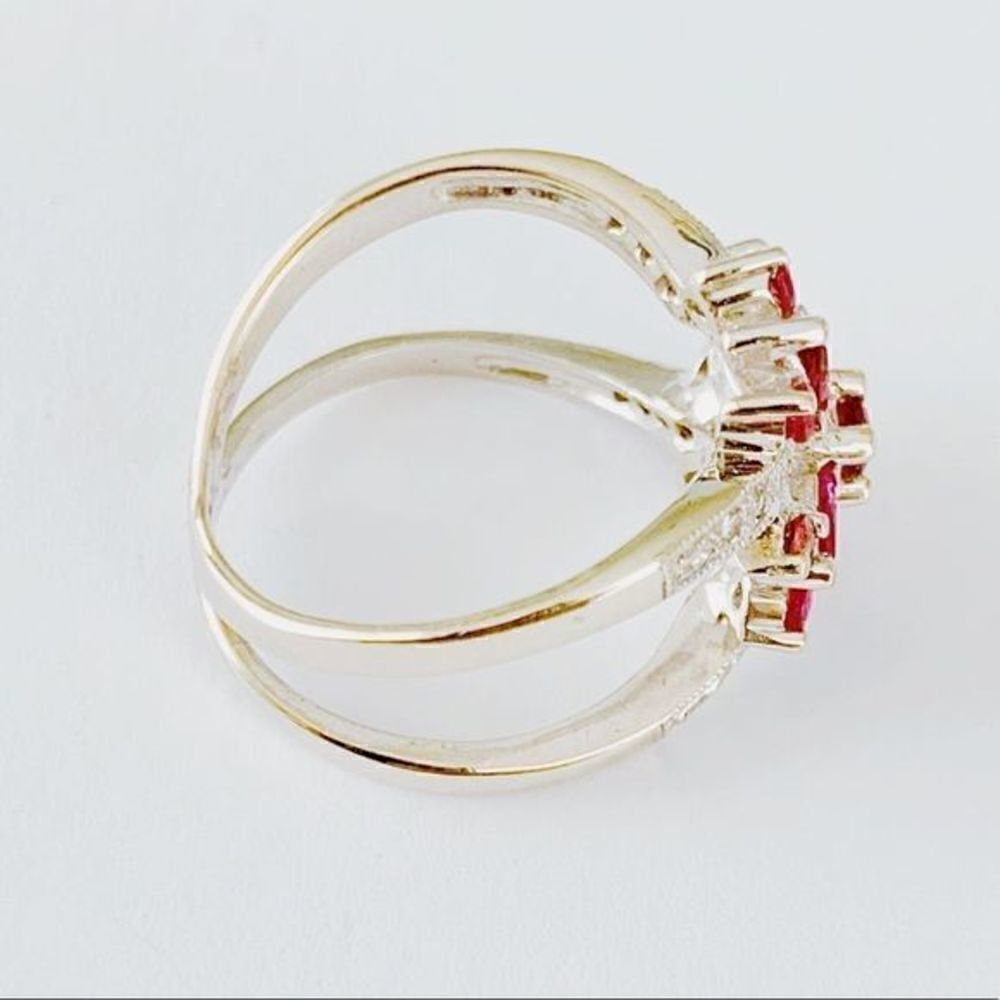 Tourmaline & Diamond Ring 14K White Gold, Unique Engagement / Anniversary Ring - Picture 9 of 15